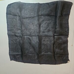 Vintage Pure Silk Hand Rolled Pocket Square Scarf Black Chiffon Made in Japan